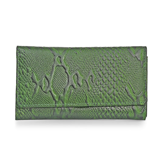 LA MAREY Geldbörse aus Leder mit RFID Schutz und Python Prägung, 18,4 x 10,2 cm, Lila