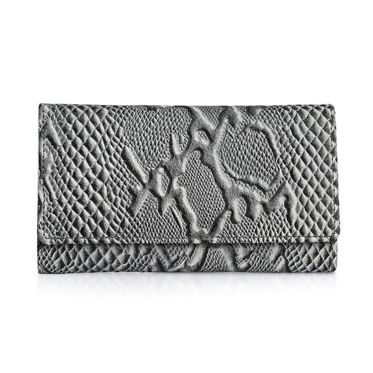 LA MAREY Geldbörse aus Leder mit RFID Schutz und Python Prägung, 18,4 x 10,2 cm, Lila