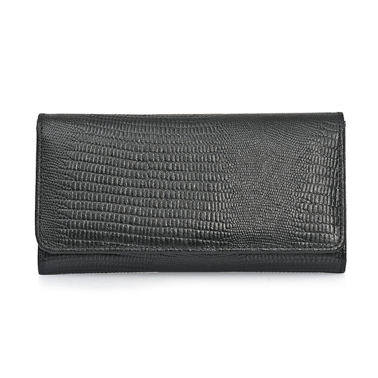LA MAREY Geldbörse aus Leder mit RFID Schutz und Eidechsen Prägung, 18,4 x 10,2 cm, Hellblau