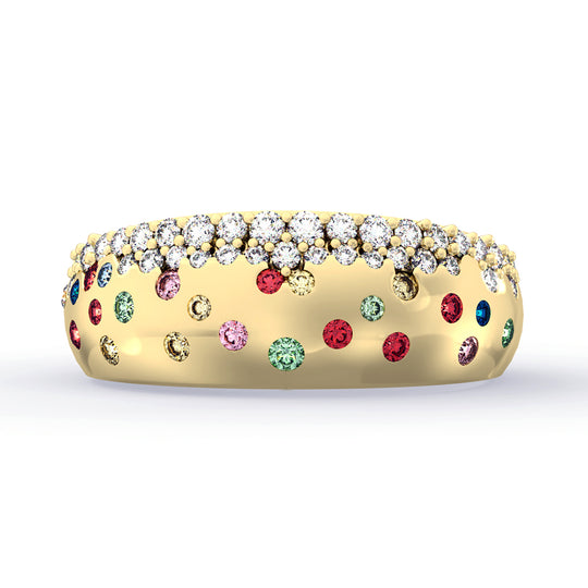 CLARTE Sul Mare - AA Mehrfarbiger Saphir Ring, 925 Silber vergoldet, (Größe 18.00) ca. 0.78 ct