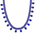 Blau Kristall Halskette ca. 50 cm Nickelfreies Messing