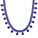 Blau Kristall Halskette ca. 50 cm Nickelfreies Messing