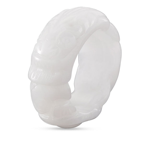 EXTREM SELTEN Weiße Jadeit Jade Ring (Größe 18.00) ca. 50.00 ct