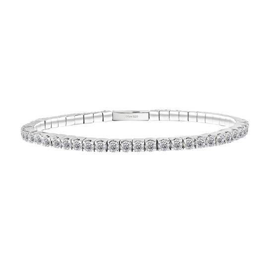 D'Joy Moissanit Armreif ca. 19 cm 925 Silber rhodiniert ca. 8.32 ct