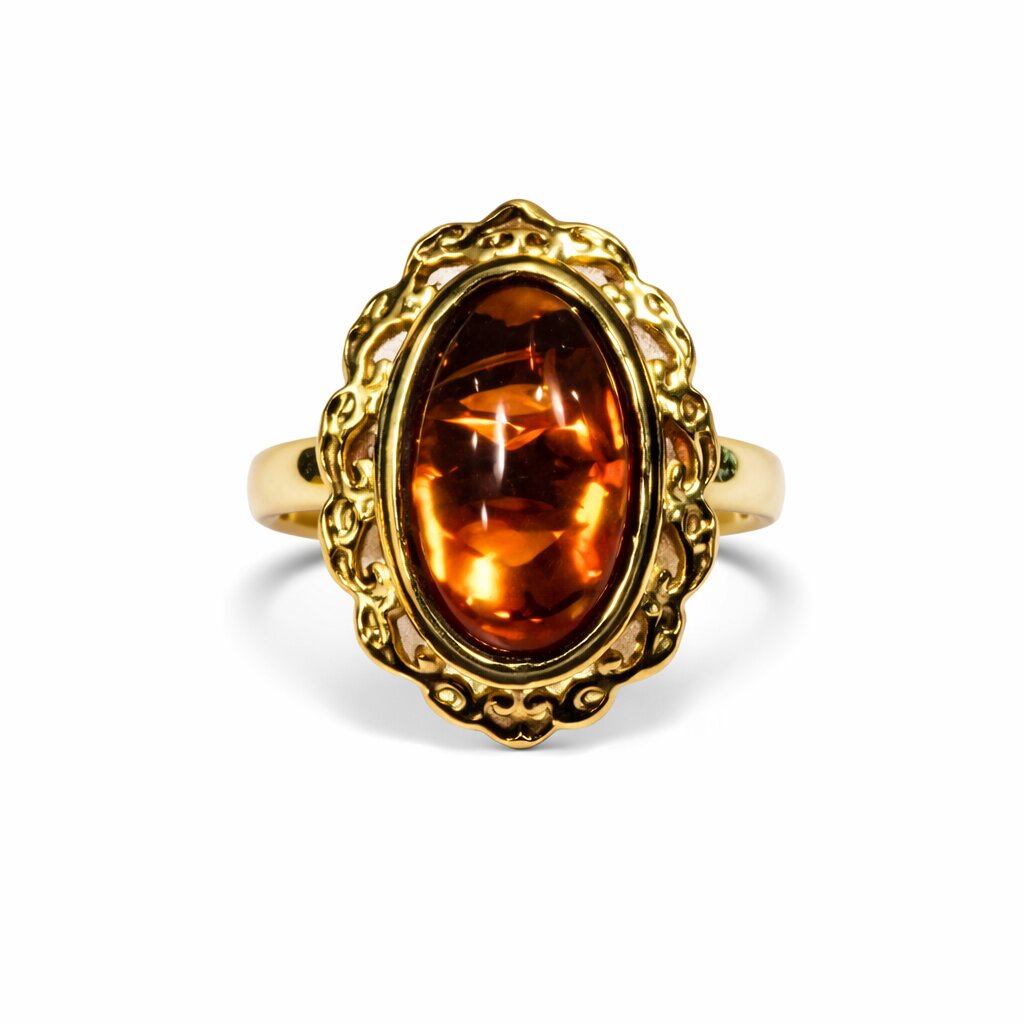 Natürlicher Baltischer Bernstein Ring, flexibel, 925 Silber, gelbgold