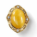 Bernstein, Zirkonia Ring 925 Silber Gelbes Gold