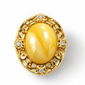 Natürlicher Baltischer Butterscotch-Bernstein, Zirkonia Ring 925 Silber vergoldet Flexibles (Größe 17.00-20.00)