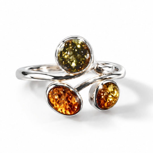 Natürlicher Baltischer Bernstein Ring 925 Silber (Größe 17.00)