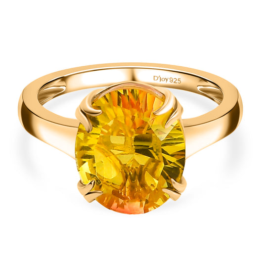 D'Joy - Lichtkranz-Design Sphaleros Quarz-Triplette Ring 925 Silber 750 Gelb vergoldet (Größe 17.00) ca. 5.19 ct