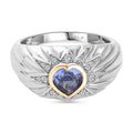 GP - Tansanit, Kanchanaburi Blauer Saphir Ring 925 Silber Rhodiniert und 750 Gelbgold Vermeil (Größe 17.00) ca. 0.82 ct