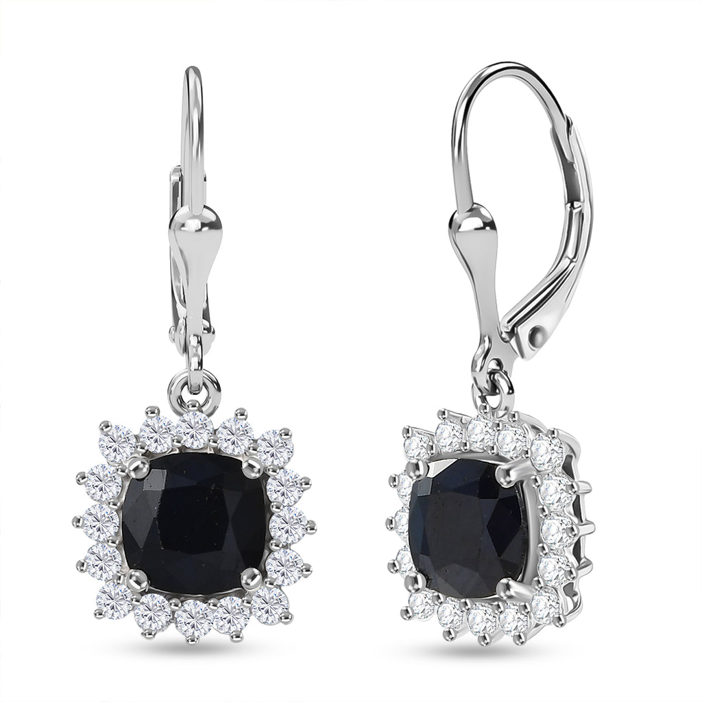 D'Joy AA Diffundierter blauer Saphir, Moissanit Ohrringe 925 Silber rhodiniert ca. 4.31 ct