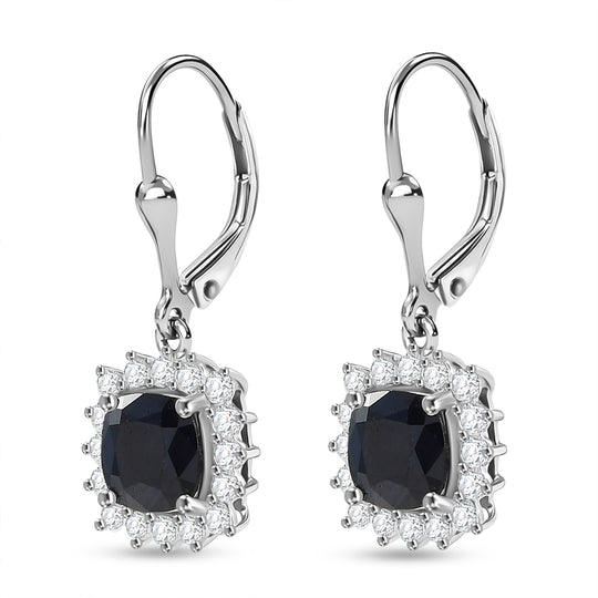 D'Joy AA Diffundierter blauer Saphir, Moissanit Ohrringe 925 Silber rhodiniert ca. 4.31 ct