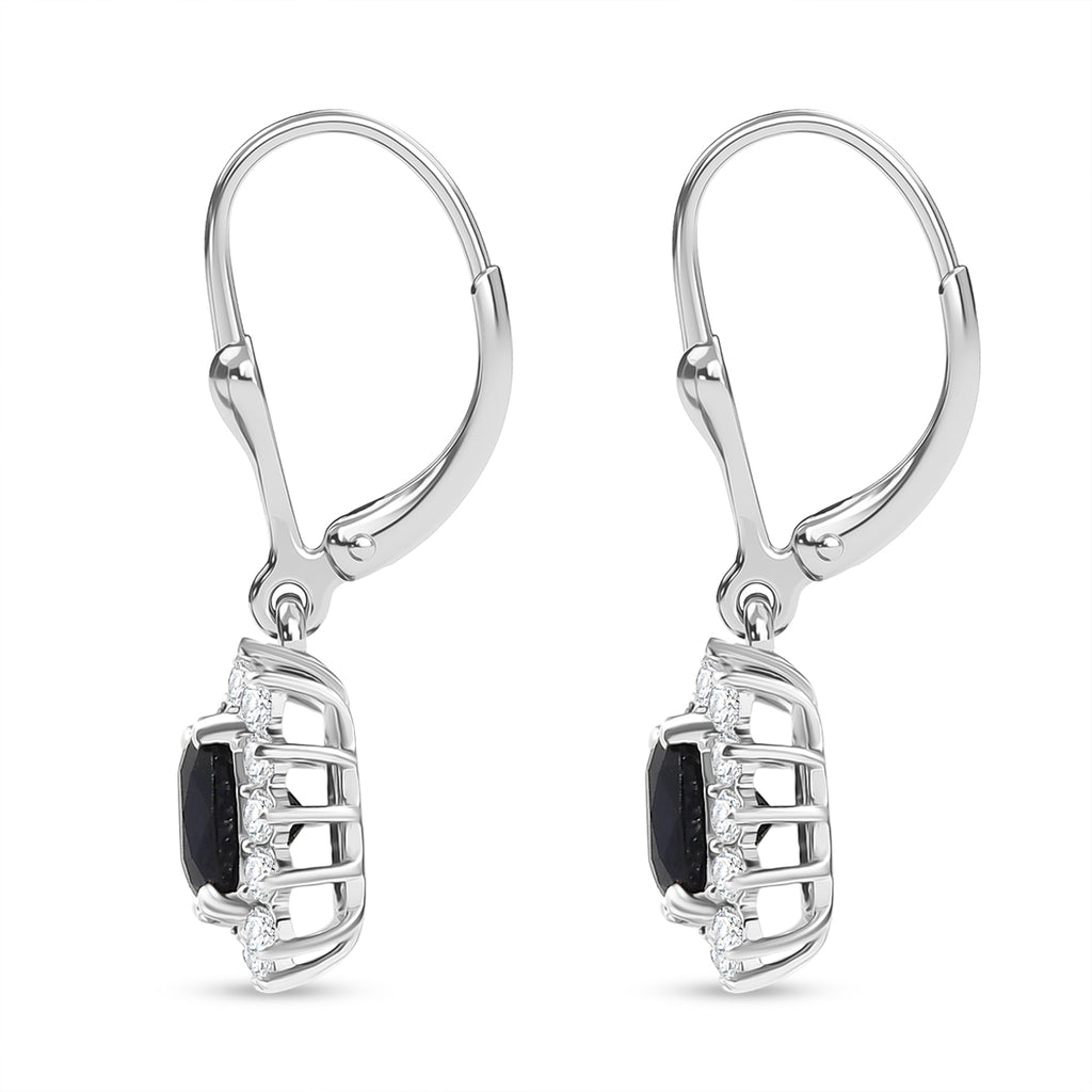 D'Joy AA Diffundierter blauer Saphir, Moissanit Ohrringe 925 Silber rhodiniert ca. 4.31 ct
