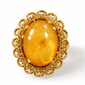 AA Natürlicher Baltischer Butterscotch-Bernstein Ring (Größe 17.00-20.00) 925 Silber vergoldet