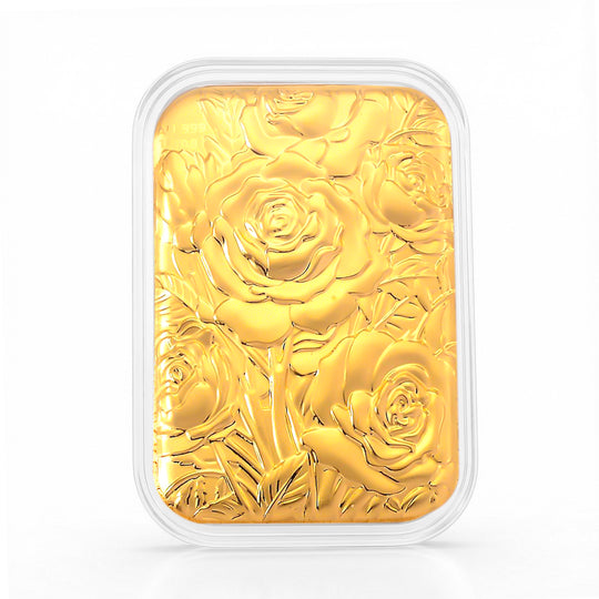 EXKLUSIVES GESCHENK - 999er Goldfolie mit Rose-Motiv 10mg