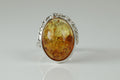 Natürlicher Baltischer Bernstein Ring (Größe 17.00-20.00) 925 Silber