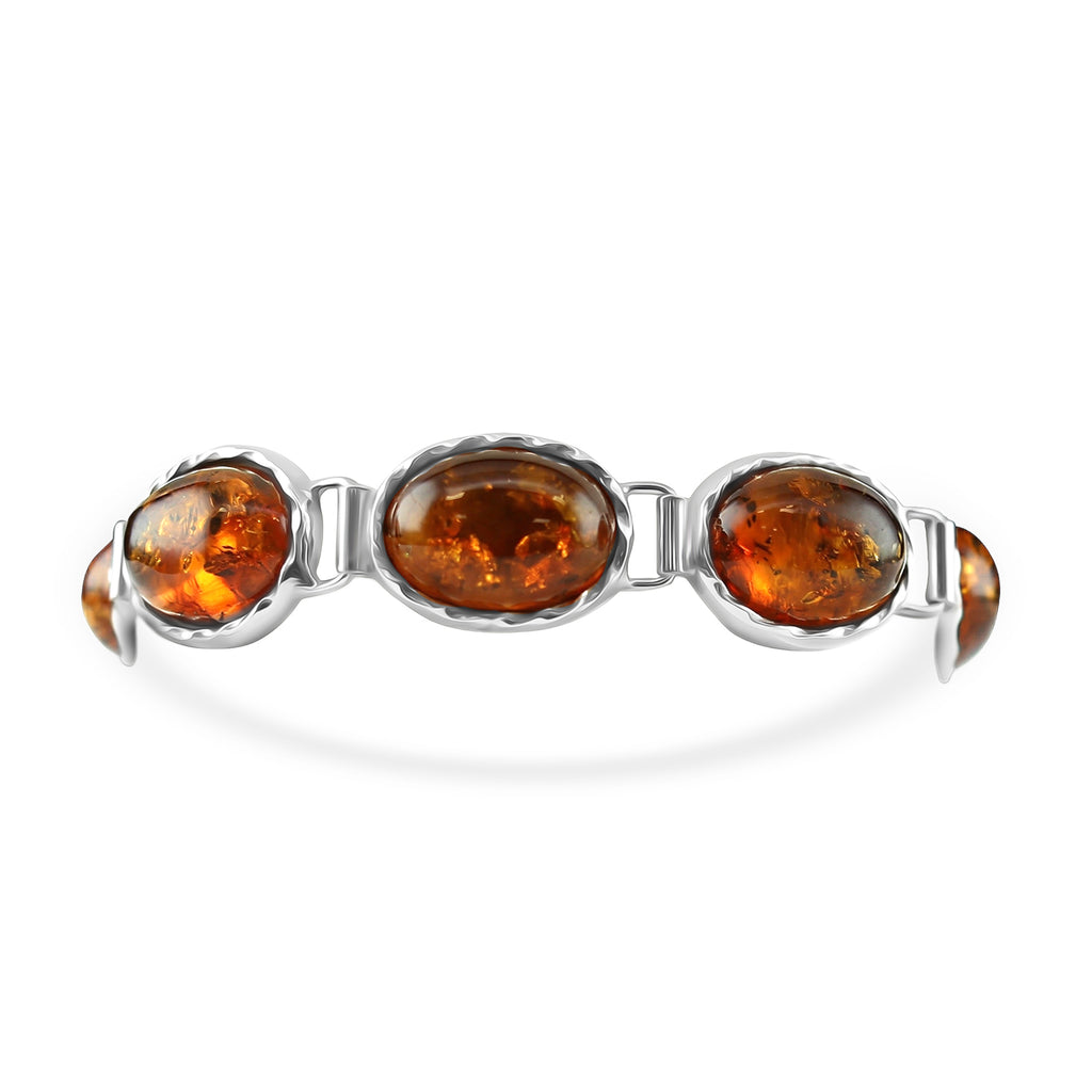 AA Natürliches Bernstein Armband, ca. 19 cm 925 Silber Sandgestrahlt