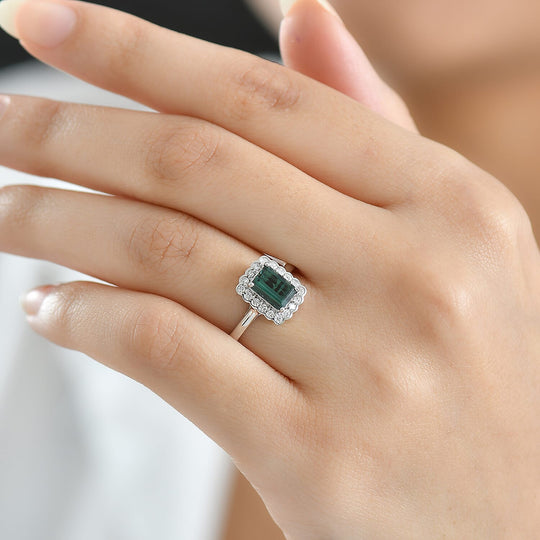 Rhapsody AAAA Pirineu Lagoon Tourmaline, Weißer Diamant AGI zertifiziert Ring 950 Platin (Größe 17.00) ca. 1.50 ct
