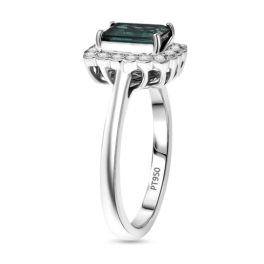 Rhapsody AAAA Pirineu Lagoon Tourmaline, Weißer Diamant AGI zertifiziert Ring 950 Platin (Größe 17.00) ca. 1.50 ct