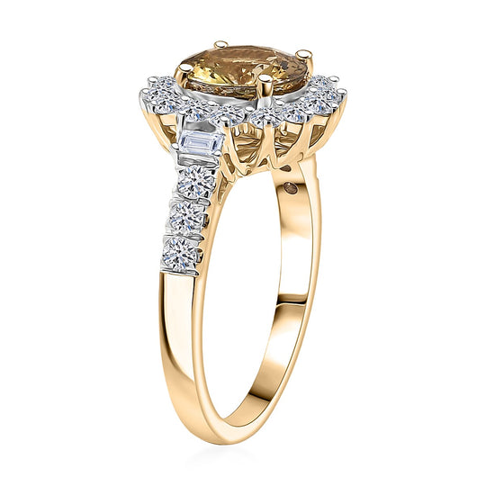 Luxuriant - AAA Natürlicher goldener Tansanit, Lab Grown Diamant AGI zertifiziert Ring 417 Gold (Größe 18.00) ca. 2.95 ct