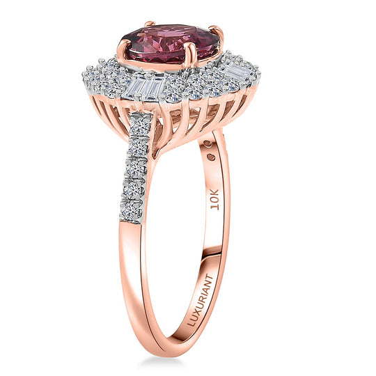 Luxuriant - AAA Rosa Granat, Lab Grown Diamant AGI zertifiziert Ring 417 Gold (Größe 19.00) ca. 3.55 ct