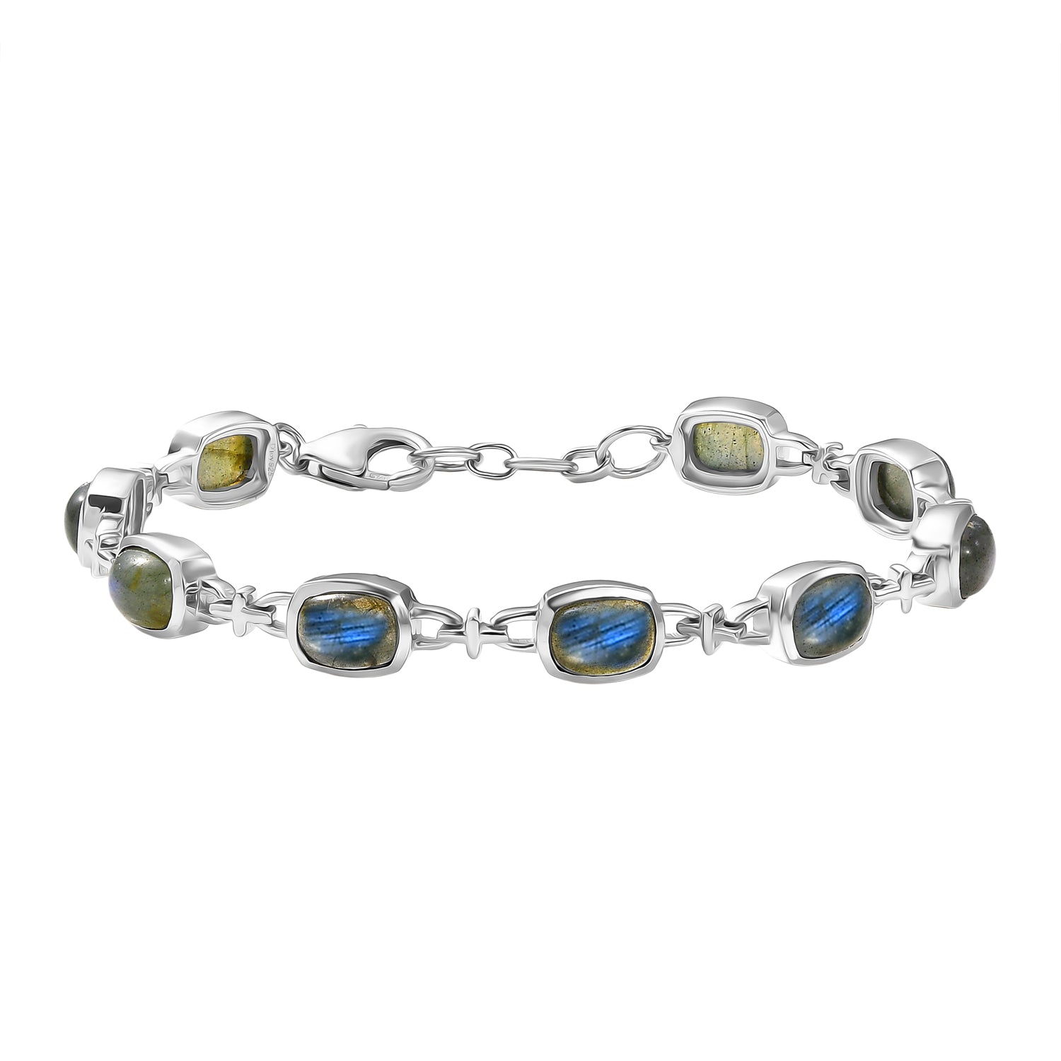 D'Joy AAA Labradorit Armband ca. 19 cm 925 Silber Rhodiniert ca. 12.85 ct