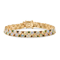 D'Joy Natürlicher, äthiopischer Welo Opal, Masoala Saphir (Fissure gefüllt) Armband ca. 19 cm 925 Silber 750 Gelbgold Vermeil ca. 13,26 ct.