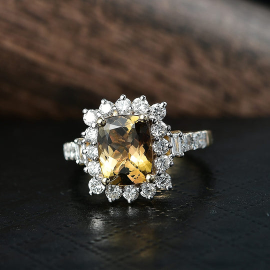 Luxuriant - AAA Natürlicher goldener Tansanit, Lab Grown Diamant AGI zertifiziert Ring 417 Gold (Größe 18.00) ca. 2.85 ct