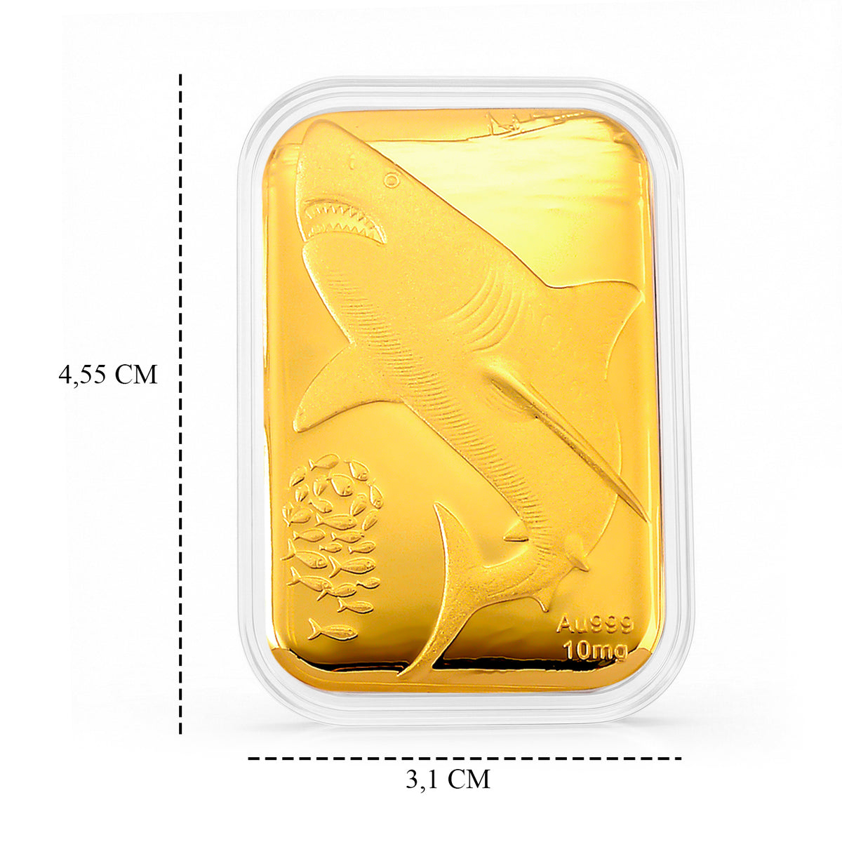 999er Goldfolie mit Hai- und Meeresmotive, 4,5x3,1cm, 10mg