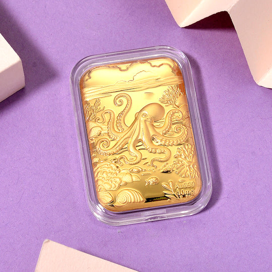 999er Goldfolie mit Oktopus-Motiv, 4,5x3,1cm, 10mg