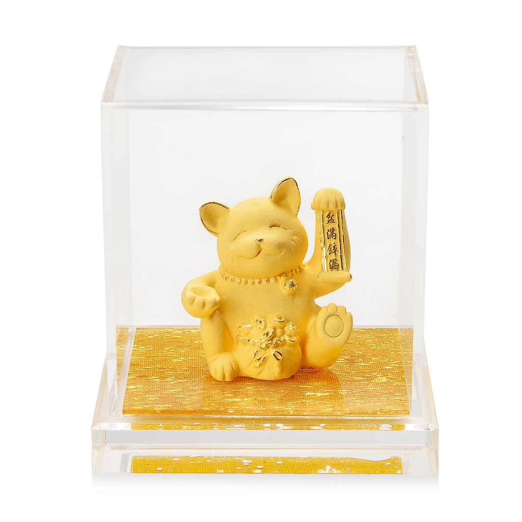 Feng-Shui-Maneki-Neko Glückskatze aus 999er Feingold, 10mg