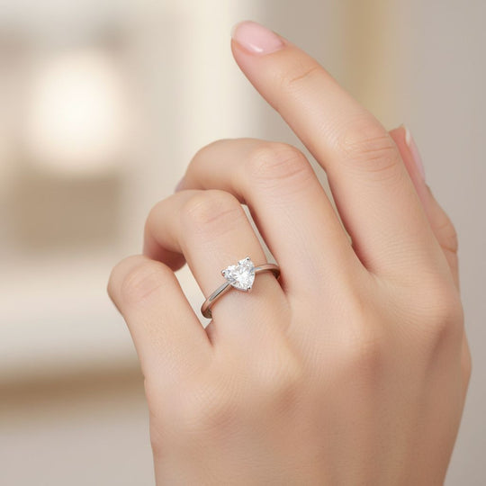 LUXURIANT DIAMOND - Lab Grown Diamant VS-EF Herz-Schliff SI-GH SGL zertifiziert Ring 925 Silber rhodiniert (Größe 19.00) ca. 0.52 ct