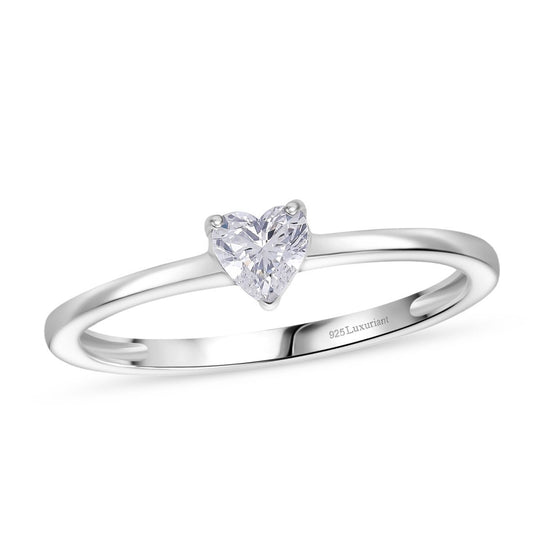 LUXURIANT DIAMOND - Lab Grown Diamant VS-EF Herz-Schliff SI-GH SGL zertifiziert Ring 925 Silber rhodiniert (Größe 19.00) ca. 0.52 ct