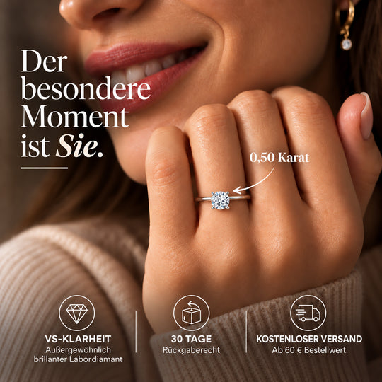 LUXURIANT DIAMOND - Lab Grown Diamant VS-EF Ring 925 Silber rhodiniert (Größe 20.00) ca. 0,50 ct