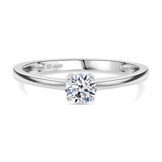 LUXURIANT VS-EF Labor Diamant Solitär Ring, 925 Silber rhodiniert - 0,50 ct.