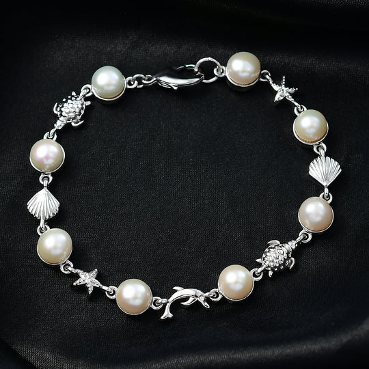 EVER TRUE Süßwasser Perle (7.5-8 mm) Armband ca. 19 cm Nickelfreies Messing, Rosegoldfarben
