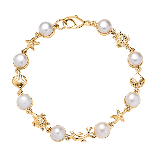 EVER TRUE Süßwasser Perle (7.5-8 mm) Armband ca. 19 cm Nickelfreies Messing, Rosegoldfarben
