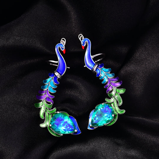 EVER TRUE Pfau Quarz Triplette Ohrringe Nickelfreies Messing, Emailliert, ca. 10,57 ct.