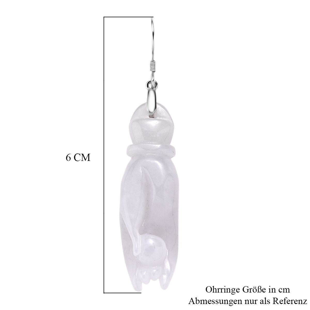 EXTREM SELTEN Natürliche Weiße Jade Ohrringe 925 Silber rhodiniert ca. 75.00 ct