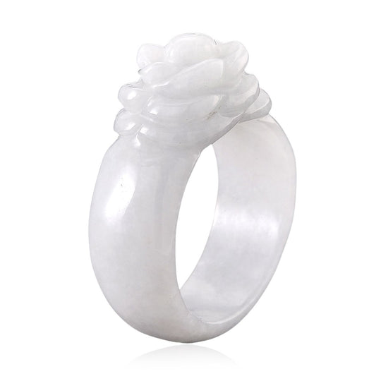 EXTREM SELTEN Natürliche Weiße Jade Ring (Größe 18.00) ca. 45.00 ct