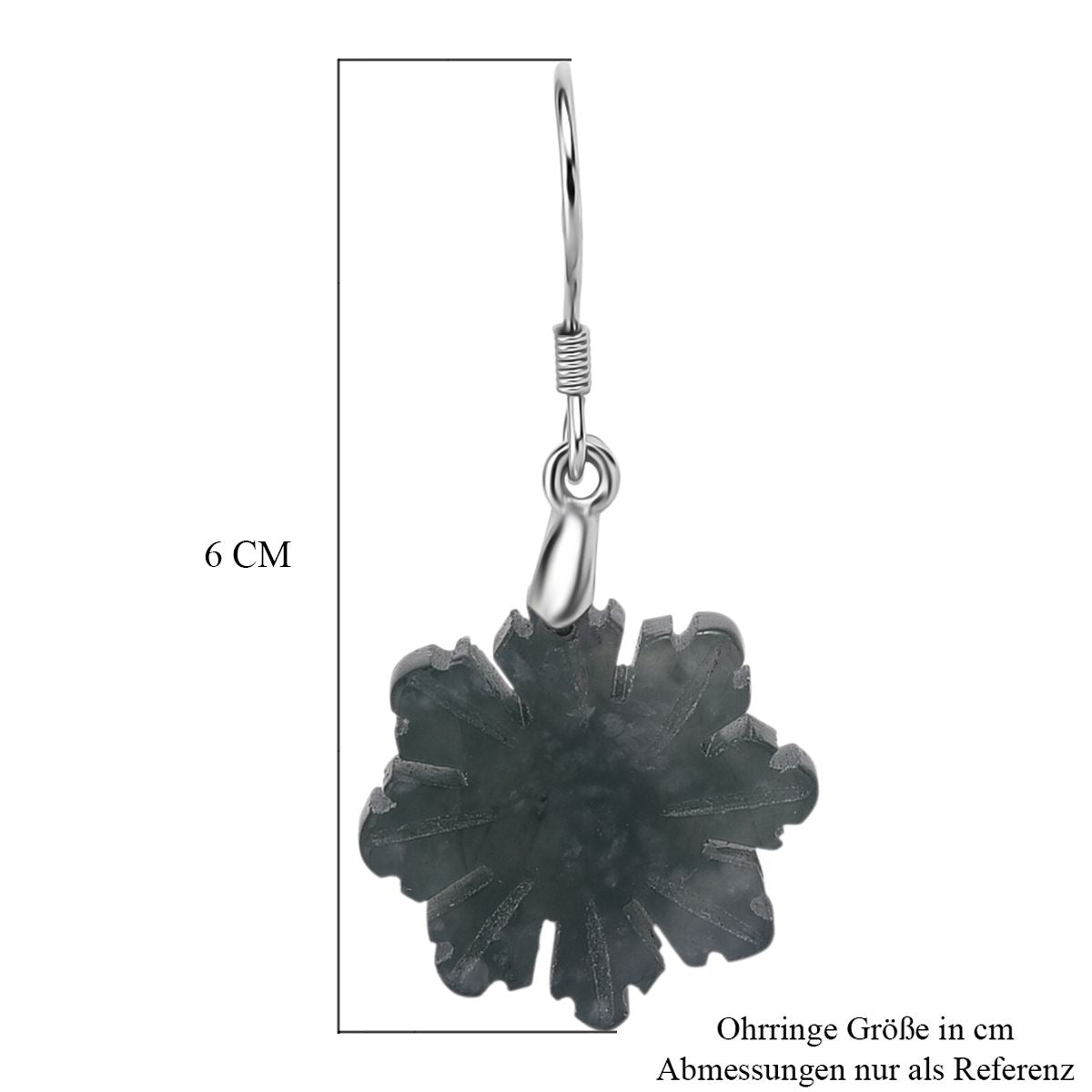 D'Joy Natürlicher Olmek Jadeit Geschnitzte Schneeflocke Ohrringe 925 Silber rhodiniert ca. 20.00 ct