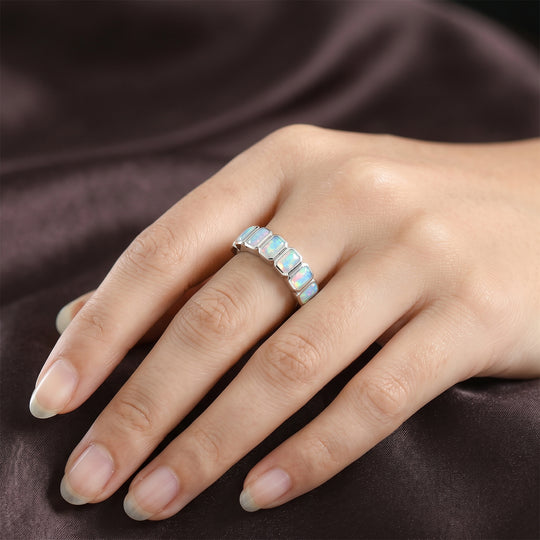 D'Joy AA Natürlicher, äthiopischer Welo Opal Ring 925 Silber platiniert (Größe 21.00) ca. 1,58 ct