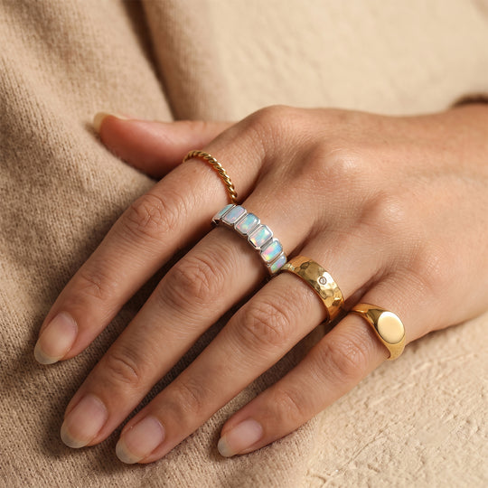 D'Joy AA Natürlicher, äthiopischer Welo Opal Ring 925 Silber platiniert (Größe 21.00) ca. 1,58 ct