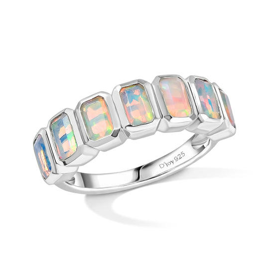 D'Joy AA Natürlicher, äthiopischer Welo Opal Ring 925 Silber platiniert (Größe 21.00) ca. 1,58 ct