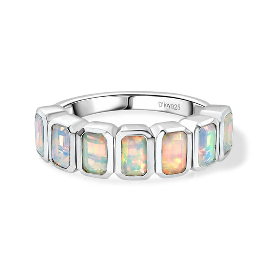 D'Joy AA Natürlicher, äthiopischer Welo Opal Ring 925 Silber platiniert (Größe 21.00) ca. 1,58 ct
