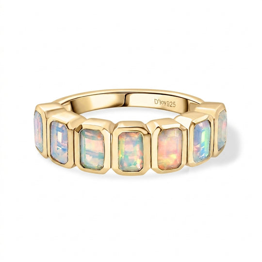 D'Joy AA Natürlicher, äthiopischer Welo Opal Ring 925 Silber platiniert (Größe 21.00) ca. 1,58 ct