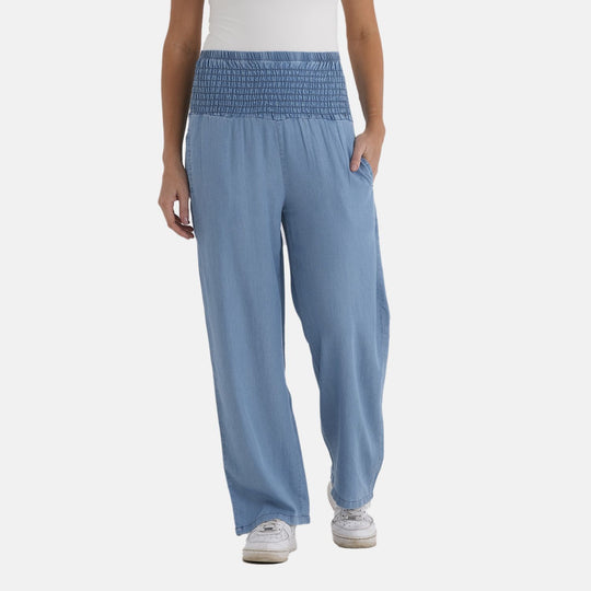 LA MAREY - Weite Beine Jeanshose mit Elastisch, Einheitsgröße passend für 36-44, Hellblau