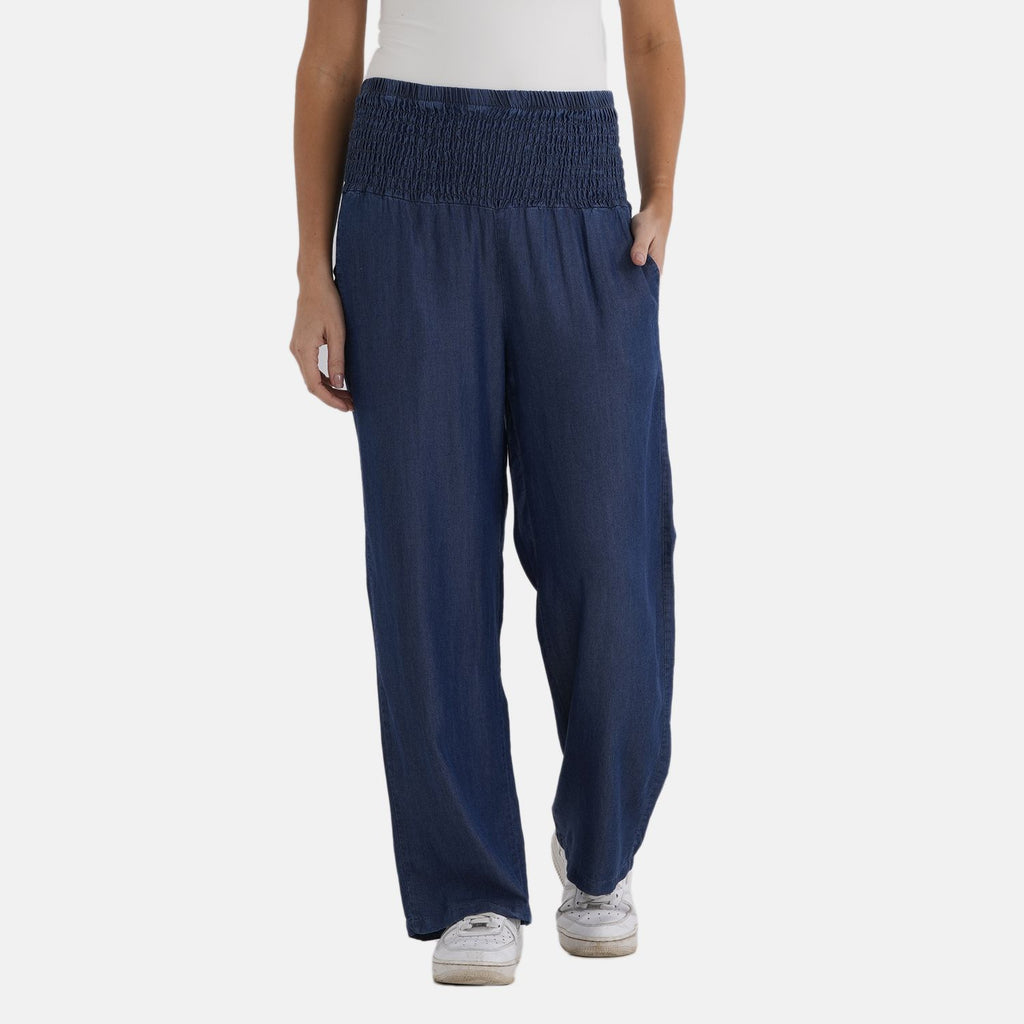 La Marey Elastic wide leg Denim trouser, Marineblau