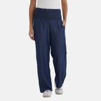 La Marey Elastic wide leg Denim trouser, Marineblau