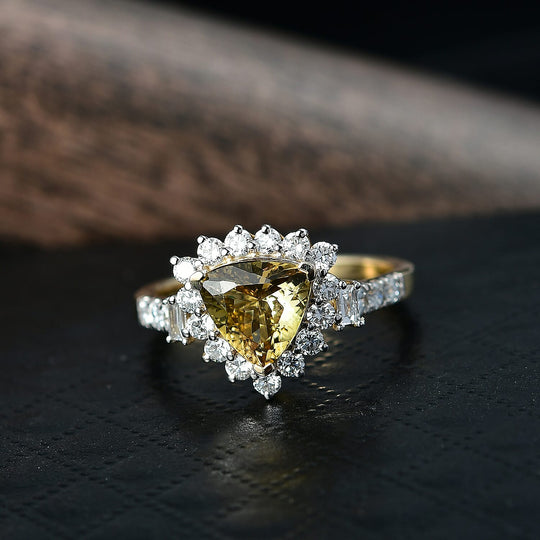 Luxuriant - AAA Natürlicher goldener Tansanit, Lab Grown Diamant AGI zertifiziert Ring 417 Gold (Größe 18.00) ca. 2.85 ct